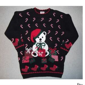 VINTAGE bear Maternity Christmas Sweater